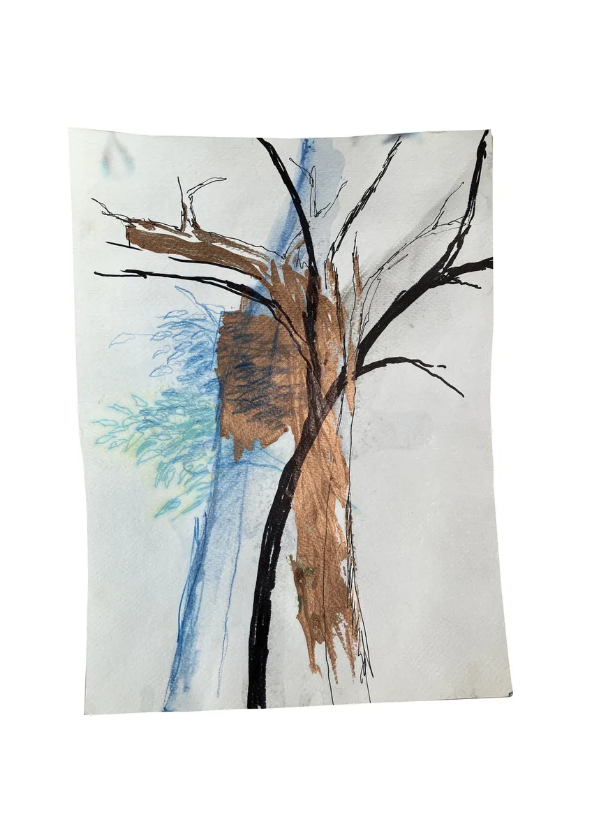 BOSCO 2019, serie Radicarsi, studio per Bergamo N°4 tecnica mista su carta 240 x 180 mm