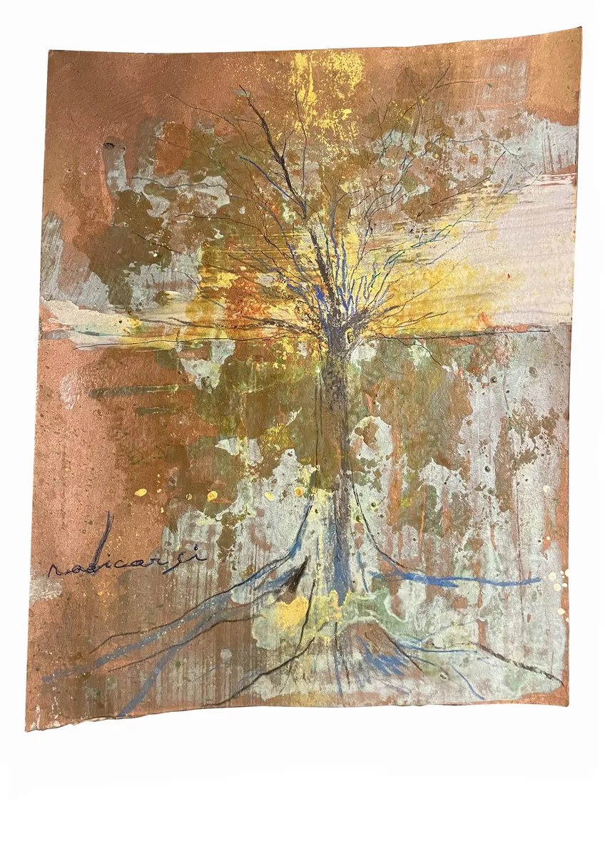 YGGDRASILL, 2022 serie Radicarsi tecnica mista su carta 37x30cm