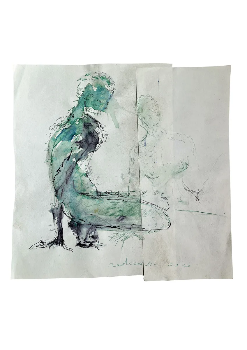 SENZA TITOLO, 2020 serie Radicarsi tecnica mista su carta 30 x 28,5 cm