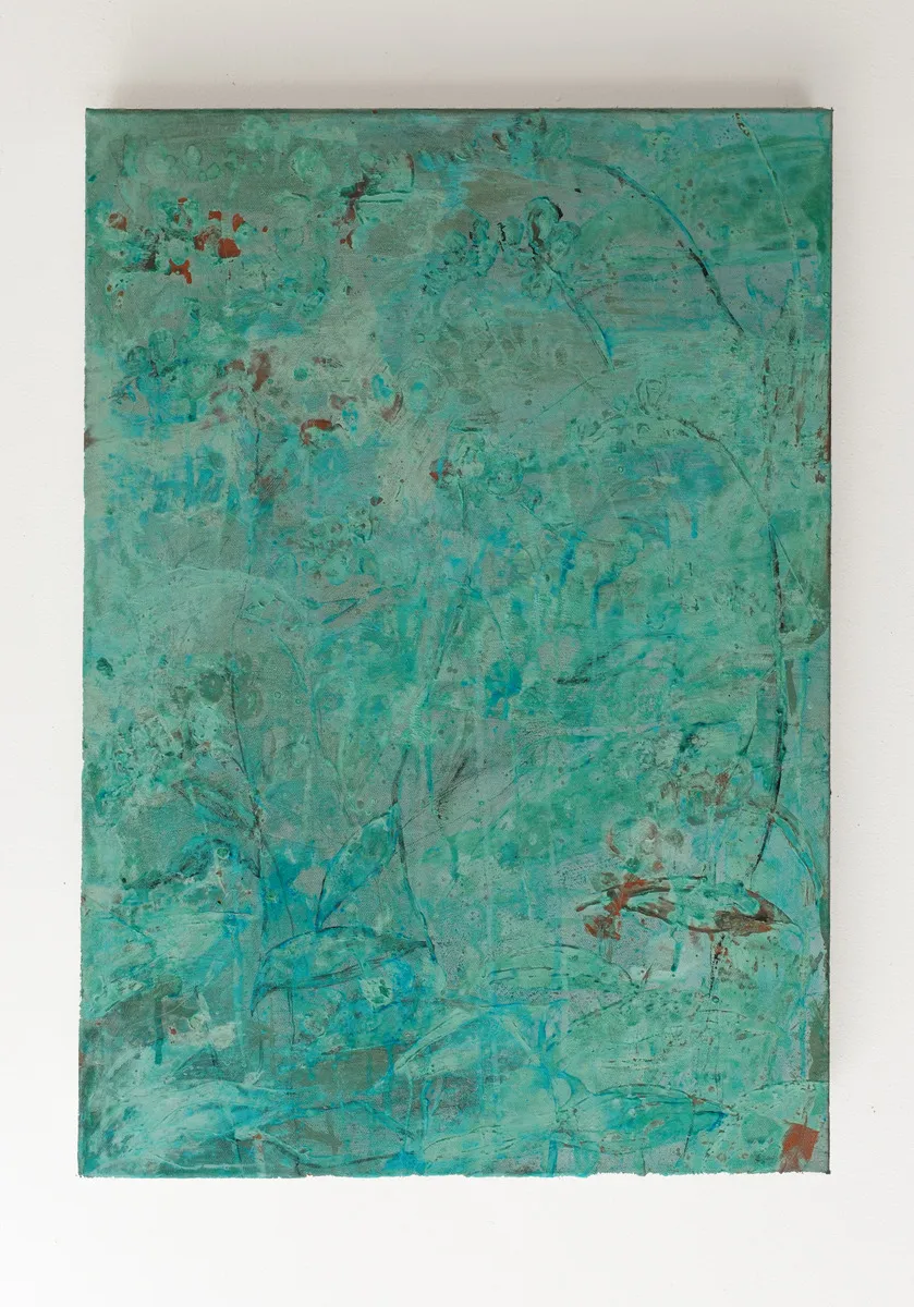 radicarsi 70x50cm 2020 ossidi di rame su tela.